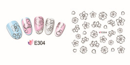Nail Art 3D Decal Stickers Sketch Flowers Black Outline Flowers E304 - £2.50 GBP