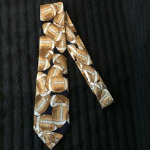 Fratello Hand made Necktie with football and 195 on it 100% polyester - $9.00