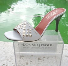 Donald Pliner Couture White Ice Blue Calf Leather Shoe New Metal Stud $2... - $105.75