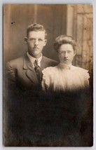 RPPC Young Man And Woman Edwardian Couple Studio Portrait Postcard D48 - $6.95