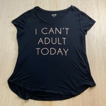 Apt 9 Black Silky Tee I Can’t Adult Today XL Short Sleeve Gold Letters - £9.31 GBP