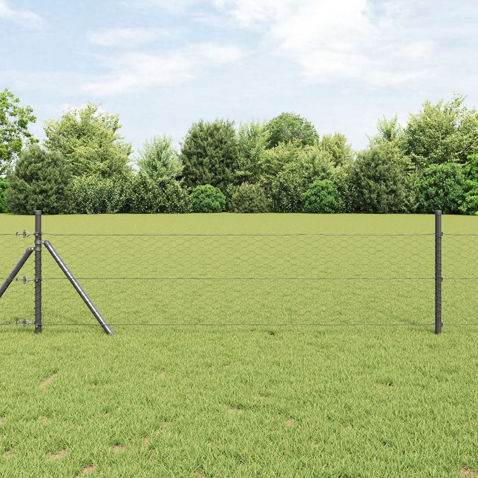 vidaXL Hexagon Fence Grey 1.3x328.1 ft Steel - $109.27