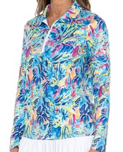 Nwt Ladies Stella Parker Blue Fuchsia Yellow Long Sleeve Polo Golf Shirt M L Xl - £31.41 GBP