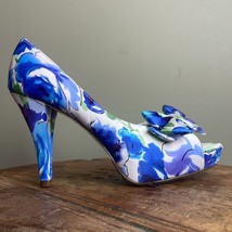 Michaelangelo Blue Flora Shoes D’Orsay Peep Toe High Heel Shoes Size 7M - £21.04 GBP