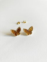 Tiger Eye Butterfly Earrings in Gold - £35.85 GBP