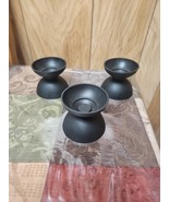 Set of 3 True Living Black Plastic Candle Holder Pedestal Stands 5&quot; - $23.60 CAD