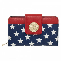 Wonder Woman Symbol and Stars Clasp and Zipper Wallet Multi-Color - $27.99