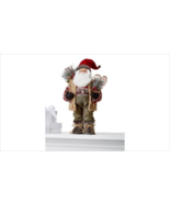 Holiday Lane 18&quot;  Fabric Standing Santa in Reindeer Sweater and Plush Vest - £32.48 GBP