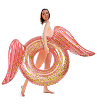 Glitter Angel Wings Inflatable Swim Ring Water Pool Float- Rose Gold - $41.99