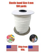 4mm Width Flat Elastic Band String for face mask 100 Yards DIY Ear Band ... - £9.54 GBP