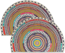 2 Pcs Half round Home Welcome Door Mat,24&#39;&#39;X36&#39;&#39;Bohemian Style Indoor Welcome Do - £12.06 GBP