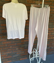 Vanity Fair Set 2 Pc Medium Lounge Pants Sleep Shirt Embroidery Detail All Nylon - £25.39 GBP
