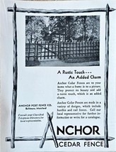 ANCHOR CEDAR FENCE - 1931 Vintage Print Ad - Rustic Touch Added Charm-Ma... - €10,97 EUR
