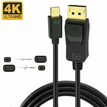 Mini DisplayPort to DisplayPort Cable Mini DP to DP Adapter HD Video 4K 60Hz 6FT - £11.00 GBP