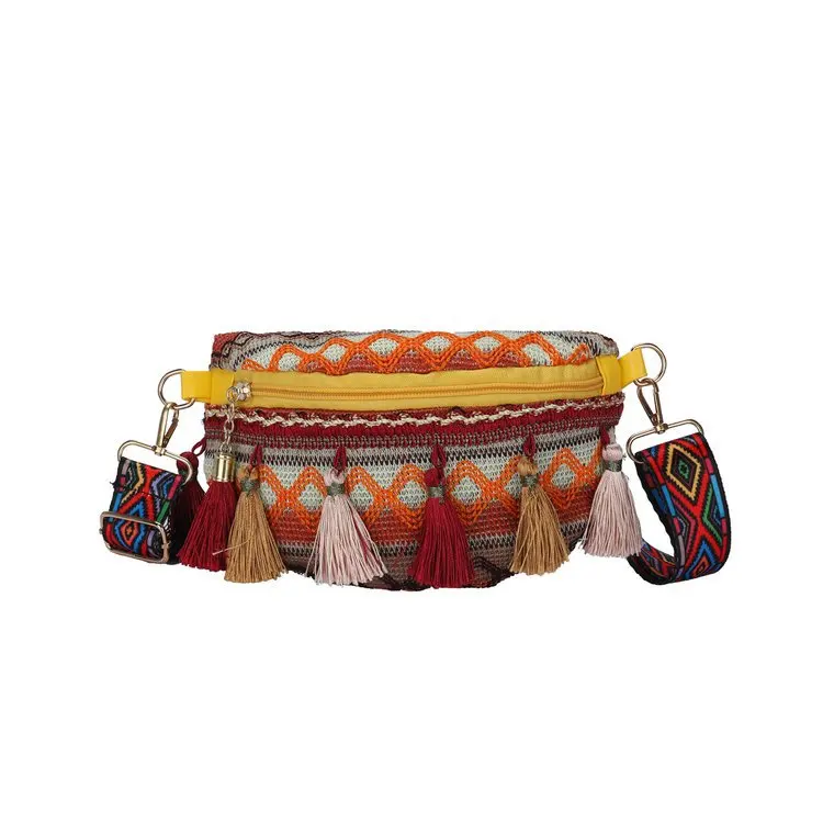 Bohemia Style Waist Bag Fabric Women&#39;s Summer Tel Fanny Pack Designer Fashion Co - £51.66 GBP