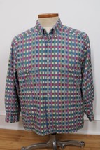 Vtg Territory Ahead L Multicolor Check Woven Cotton Button-Front Shirt - $29.45