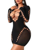 Avidlove Fishnet Lingeries for Women Sexy Womens Lingerie Dress Long Sleeve Fish - $32.85