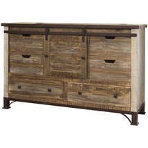 62" Brown Solid Wood Six Drawer Triple Dresser - $20,571.57 MXN