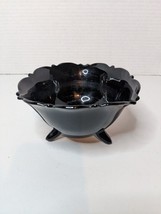 L.E. SMITH Glass Black Amethyst 3 footed Bowl Candy Art Deco 1920s Tri C... - $23.36