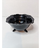 L.E. SMITH Glass Black Amethyst 3 footed Bowl Candy Art Deco 1920s Tri C... - $23.36