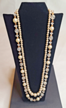 Vintage Faux Pearl and Crystal Bead Necklaces set of 2 16&quot; 18&quot; Estate - £6.71 GBP