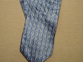 Gianfranco Ruffini USA Neck Tie/Necktie Silk blue silver geometric 57&quot;x3.5&quot;+ - £8.46 GBP