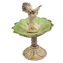 Fontanini Depose Italy Garden Cherub Figurine Flute Bird Bath #87 Spider Mark - £22.41 GBP