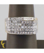 14K Yellow Gold Princess &amp; Round Cut 3.25 carat Diamond Plaque Ring Sz 9 - €3.430,44 EUR