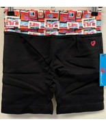 ShoSho Sho Active Shorts Women’s, L/XL, Black w. MultiColor Print Waist ... - £10.30 GBP
