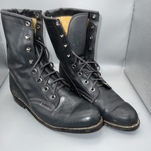 Texas All American Lace Up Leather Boots Womens 5 M Grey Mid Calf - £19.98 GBP
