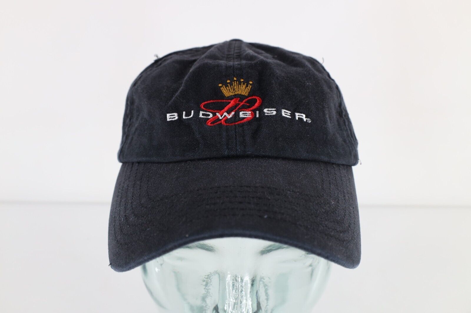 Primary image for Vintage 90s Spell Out Faded Budweiser Beer Adjustable Cotton Dad Hat Cap Black