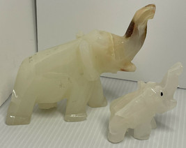 Lot of two Elephants Figures Figurines Stone Vintage Mom And Baby - £11.03 GBP