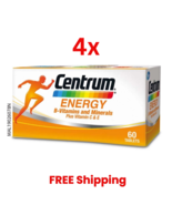 4 x 60 Tablets CENTRUM ENERGY B-Vitamin and Minerals Vitamin E &amp; C Boost... - $82.94