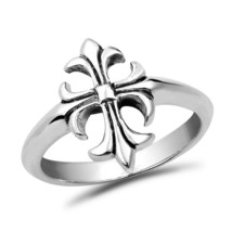 Vintage Beautifully Elegant Fleur De Lis Sterling Silver Cross Ring - 6 - $24.74