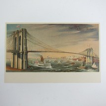 Postcard New York City Brooklyn Bridge Steamships Boats Antique UNPOSTED... - £11.25 GBP