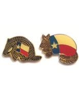 Texas Armadillo Pins State Animal Lone Star Flag Souvenir Enamel Lot 2 W... - $333.55 MXN
