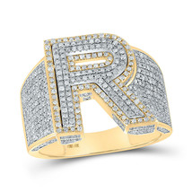 10kt Two-tone Gold Mens Round Diamond R Initial Letter Ring 1-1/4 Cttw - £1,193.87 GBP