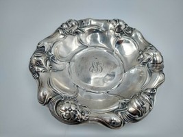 Vintage Ornate Sterling Silver Floral Repousse Bon Bon Nut Candy Bowl 7&quot;... - $179.99