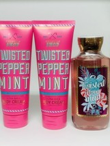 Bath &amp; Body Works Twisted Peppermint Body Cream 8oz &amp; Shower Gel Wash 10... - £29.30 GBP
