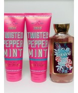 Bath &amp; Body Works Twisted Peppermint Body Cream 8oz &amp; Shower Gel Wash 10... - £29.30 GBP
