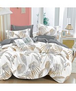 Natural Cotton 3Pcs Floral Comforter Sets King Size-Gray, King 104&quot;×90&quot; - £66.82 GBP