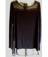 Design History Black Pullover Top Long Sleeve With Sheer Trim Medium EUC - $145.74 MXN