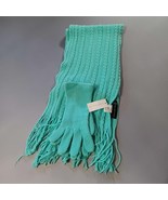 New York &amp; Co Women&#39;s Solid Teal  Fringe Trim Scarf &amp; Glove Set 100% Acr... - $340.95 MXN