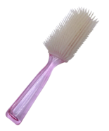 Hard Plastic Vintage Hairbrush Pink Purple Clear Nylon Bristles Stiff Br... - $41.10 CAD