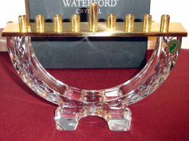 Waterford Menorah Crystal Polished Brass Hanukkah Candleholder Laurel Le... - $7,885.20 MXN