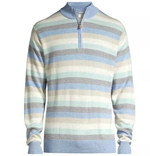 Peter Millar Crown 1/4 Zip Wool Linen Crown Cool Sweater Striped Men’s 2XL  - $47.50