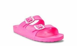 Time And Tru Women&#39;s EVA 2 Buckle Slide Sandals Size 9/10 WIDE Pink New - £12.76 GBP