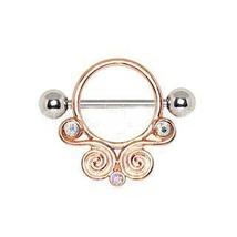 Rose Gold Plated Renaissance Circular Nipple Ring - £10.32 GBP