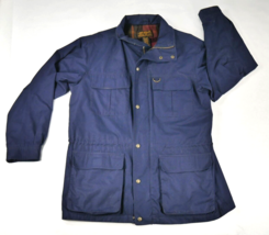 Eddie Bauer Mountain Parka Navy Blue Plaid Wool Lined Jacket Mens Large - £59.80 GBP