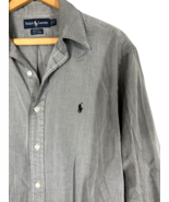Ralph Lauren Yarmouth 16 34 / 35 Large Silver Gray Button Down Dress Shi... - $522.96 MXN
